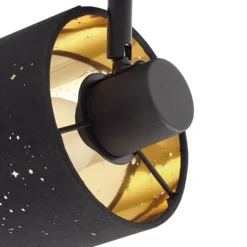 Aplique de pared Lindby Vasilia, Ø 12 cm, negro/oro, tela