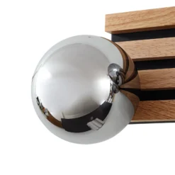 Aplique de pared Lindby Woodora, madera, vidrio, gris humo, 4 luces