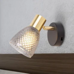 Aplique de pared Lindita, cristal, gris humo, E14, orientable