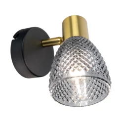 Aplique de pared Lindita, cristal, gris humo, E14, orientable