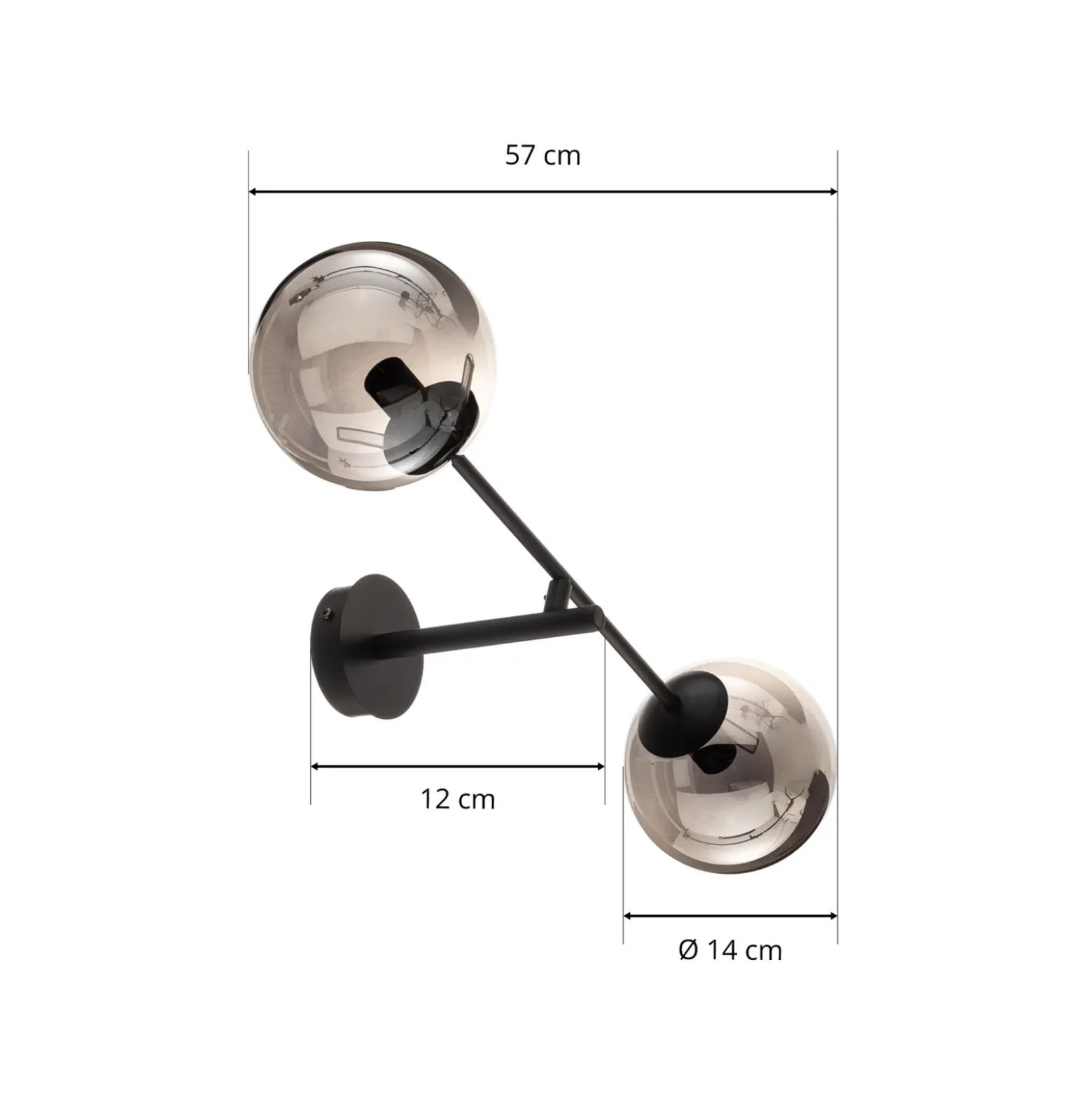 Aplique de pared Linear, negro/grafito, 2 luces