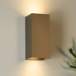 Aplique de pared London Square, marrón, altura 15 cm, metal, 2 luces.