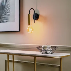 Aplique de pared Loppe, 1 luz, negro/dorado