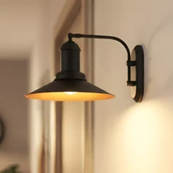 Aplique de pared Lorato, negro, altura 25 cm, metal, E27