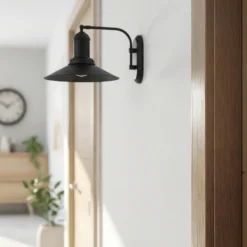 Aplique de pared Lorato, negro, altura 25 cm, metal, E27