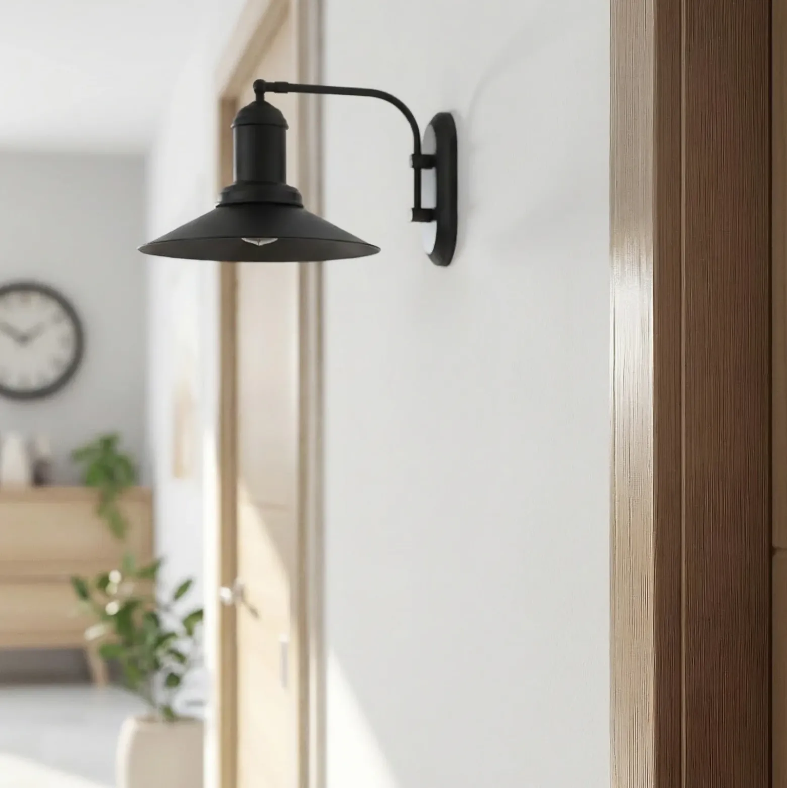 Aplique de pared Lorato, negro, altura 25 cm, metal, E27