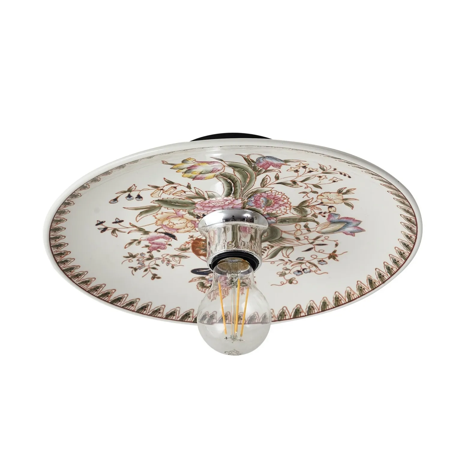 Aplique de pared Lucande Faelira, rosa/blanco, cerámica