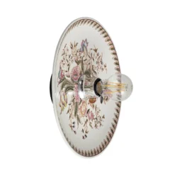 Aplique de pared Lucande Faelira, rosa/blanco, cerámica