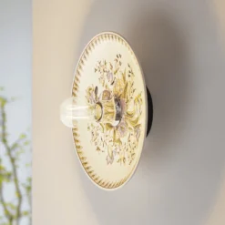 Aplique de pared Lucande Faelira, rosa/blanco, cerámica