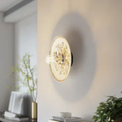 Aplique de pared Lucande Faelira, rosa/blanco, cerámica