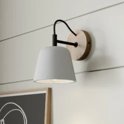 Aplique de pared Lucande Kalinda, gris, hormigón, 20 cm de altura, E14