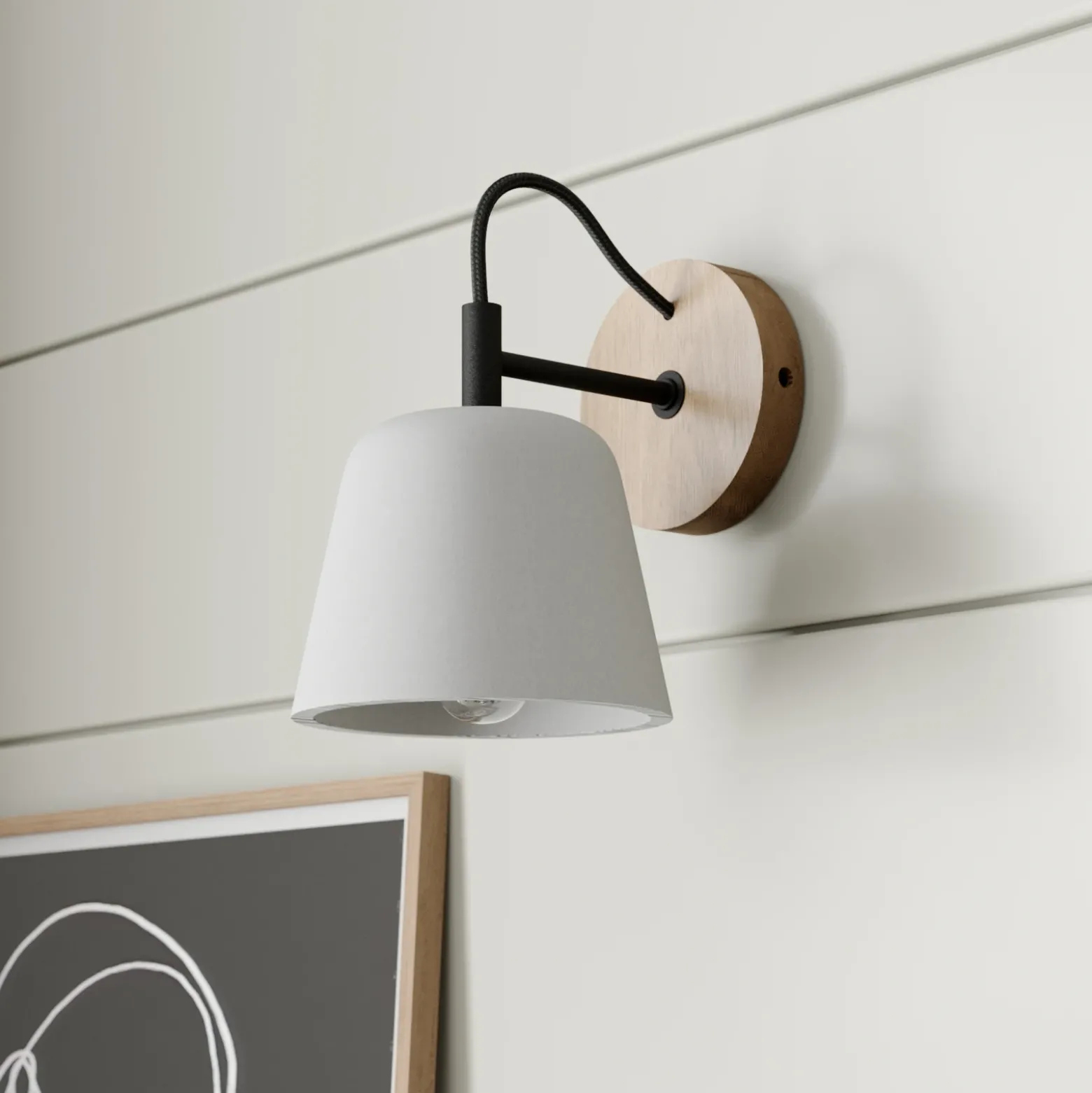 Aplique de pared Lucande Kalinda, gris, hormigón, 20 cm de altura, E14