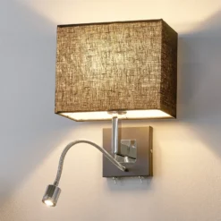 Aplique de pared Lucande Rebekka, 31 cm, negro, brazo de lectura LED