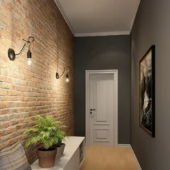 Aplique de pared Lucande Ropina, negro, cuerda de cáñamo, altura 25 cm