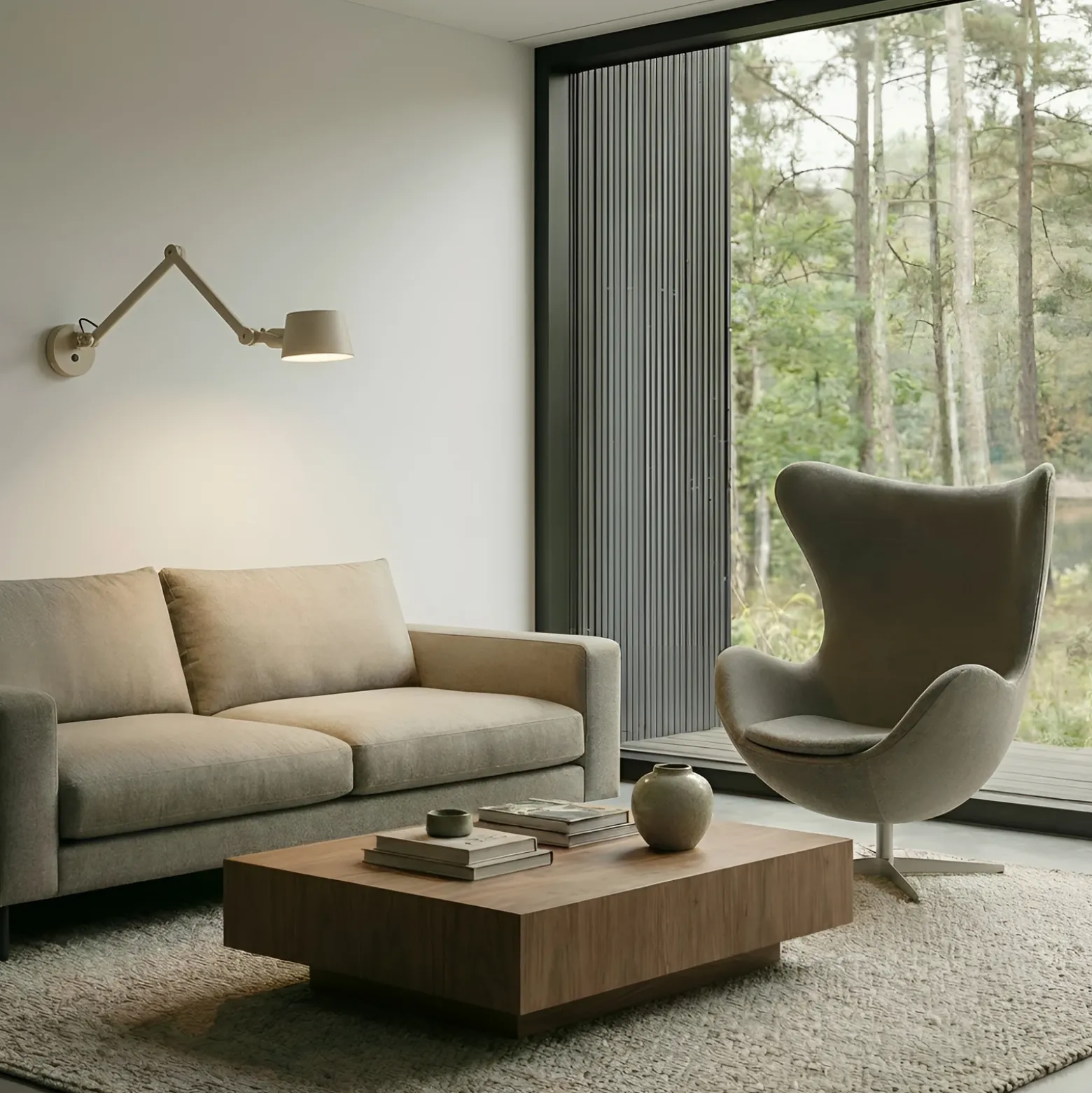 Aplique de pared Lucande Silka, 91 cm, beige, regulable, E27