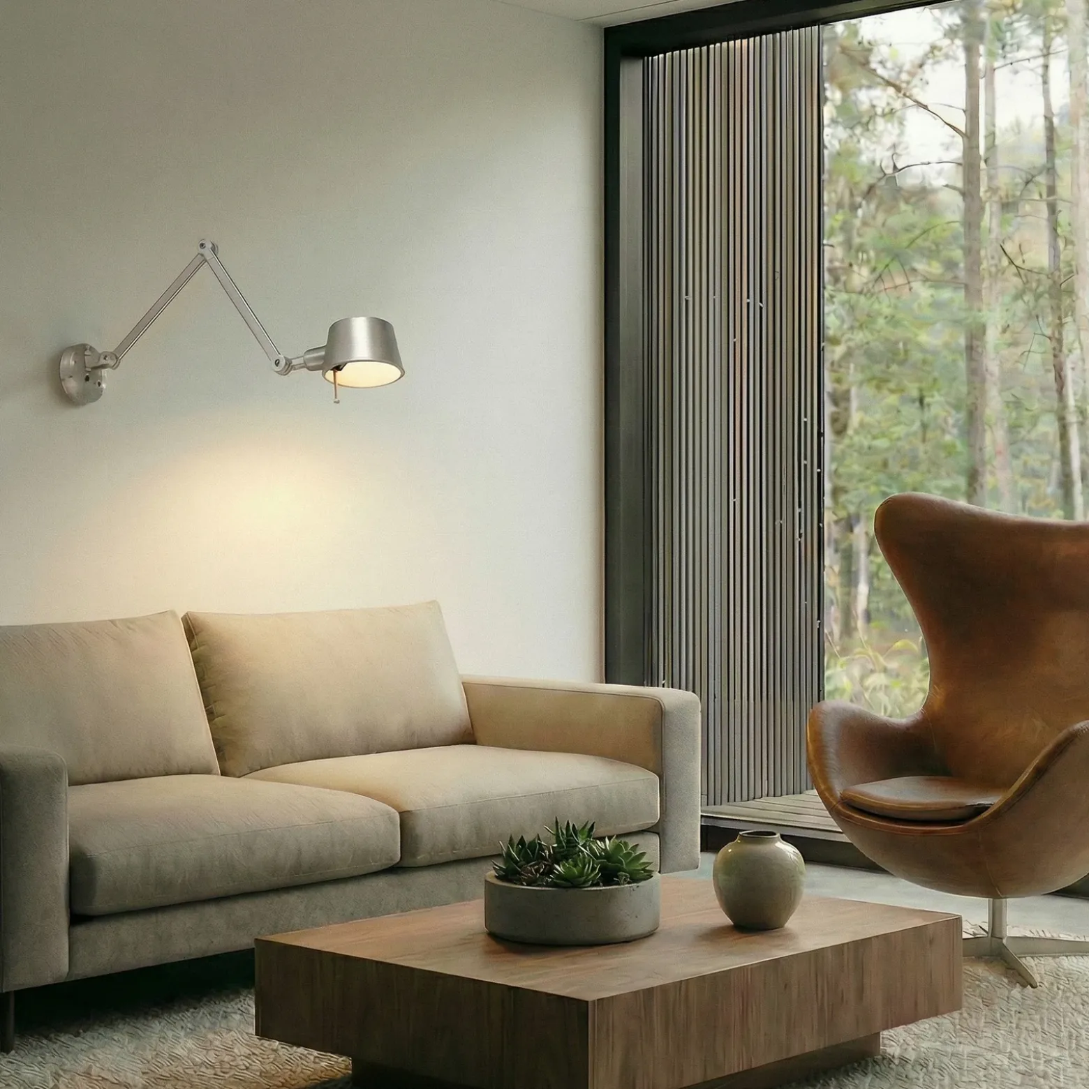 Aplique de pared Lucande Silka, 91 cm, níquel, regulable, E27