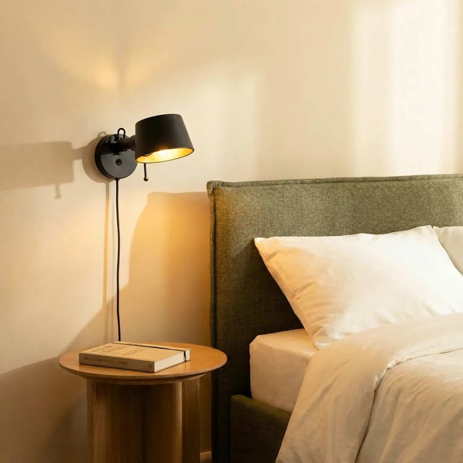 Aplique de pared Lucande Silka, 14 cm, negro, flexible, enchufe