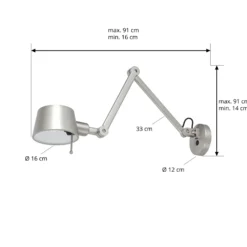 Aplique de pared Lucande Silka, 91 cm, níquel, regulable, E27
