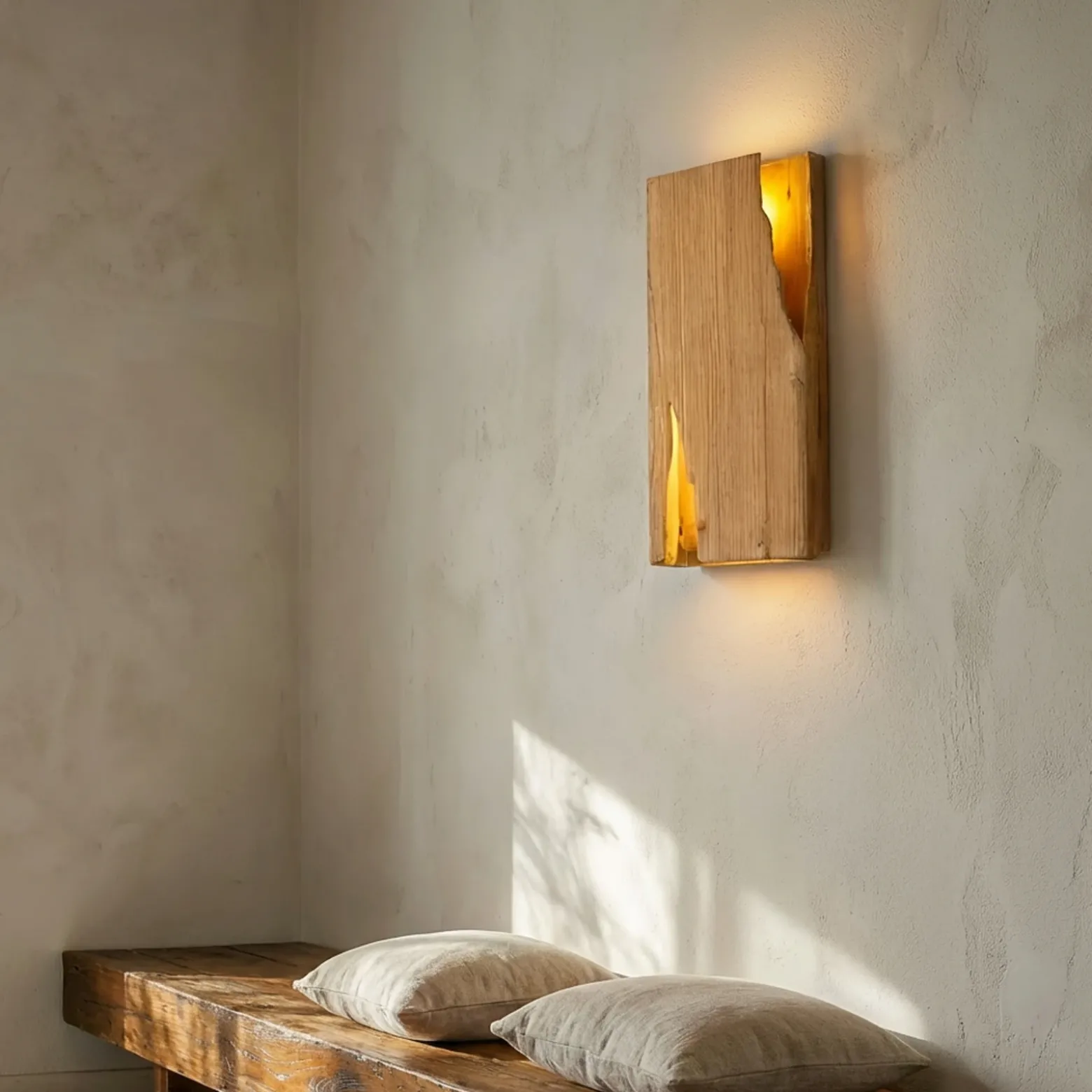 Aplique de pared Lucande Tarry, madera, ancho 45 cm, 2 x E14
