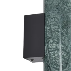 Aplique de pared Lucande Tavira, verde veteado, luz hacia arriba/abajo, GU10