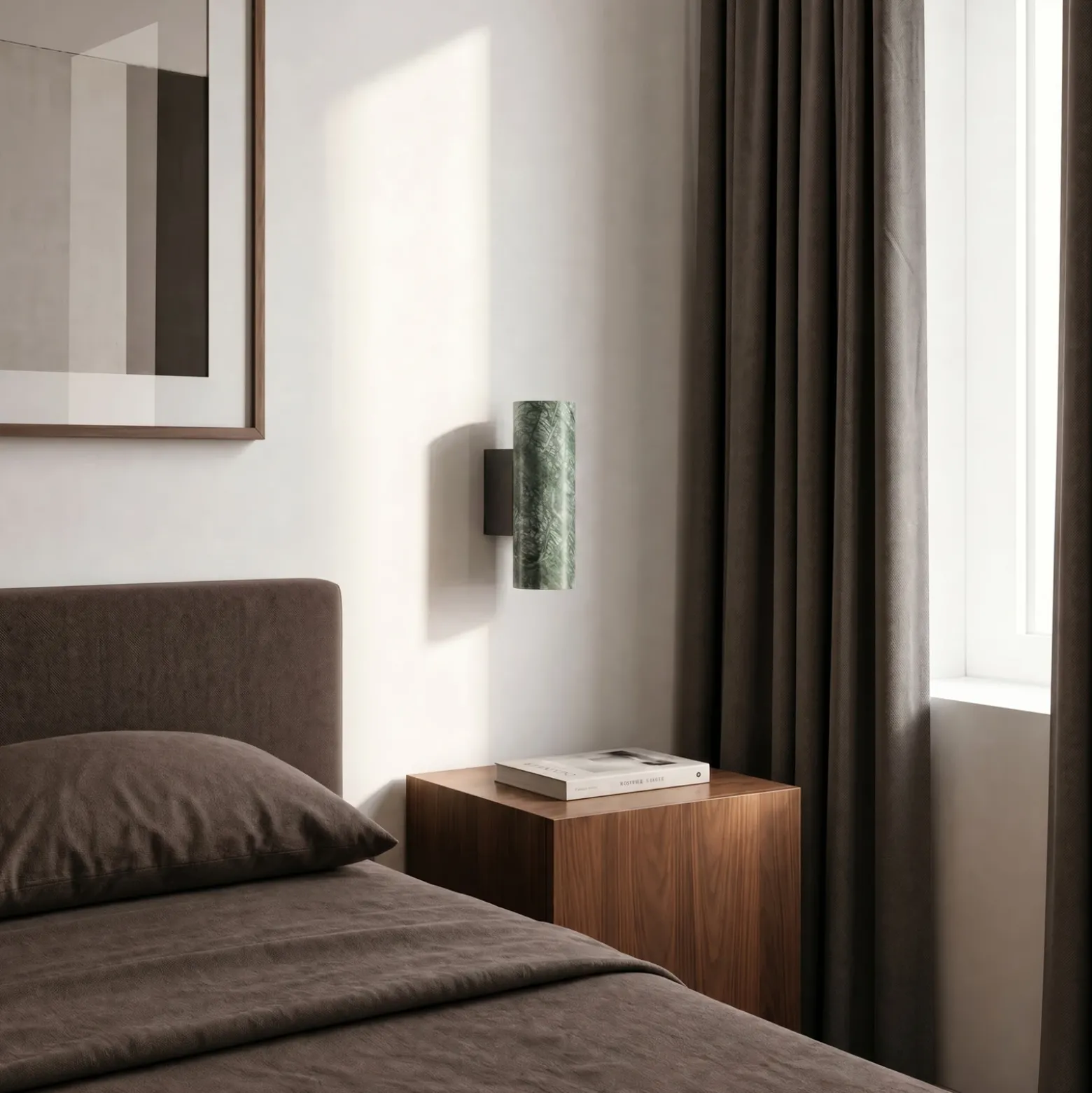 Aplique de pared Lucande Tavira, verde veteado, luz hacia arriba/abajo, GU10