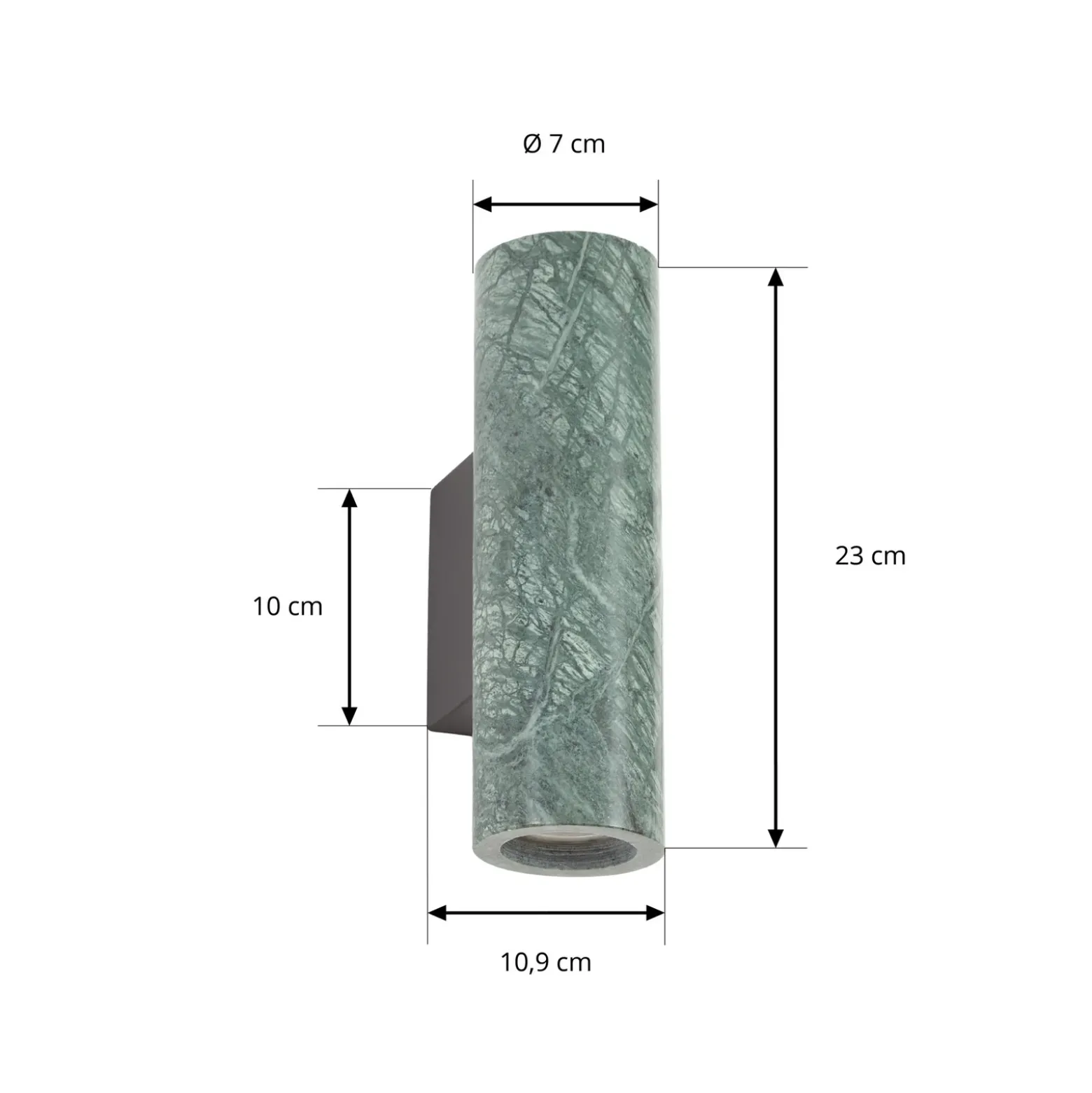 Aplique de pared Lucande Tavira, verde veteado, luz hacia arriba/abajo, GU10