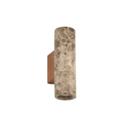 Aplique de pared Lucande Tavira, marrón veteado, luz hacia arriba/abajo, GU10