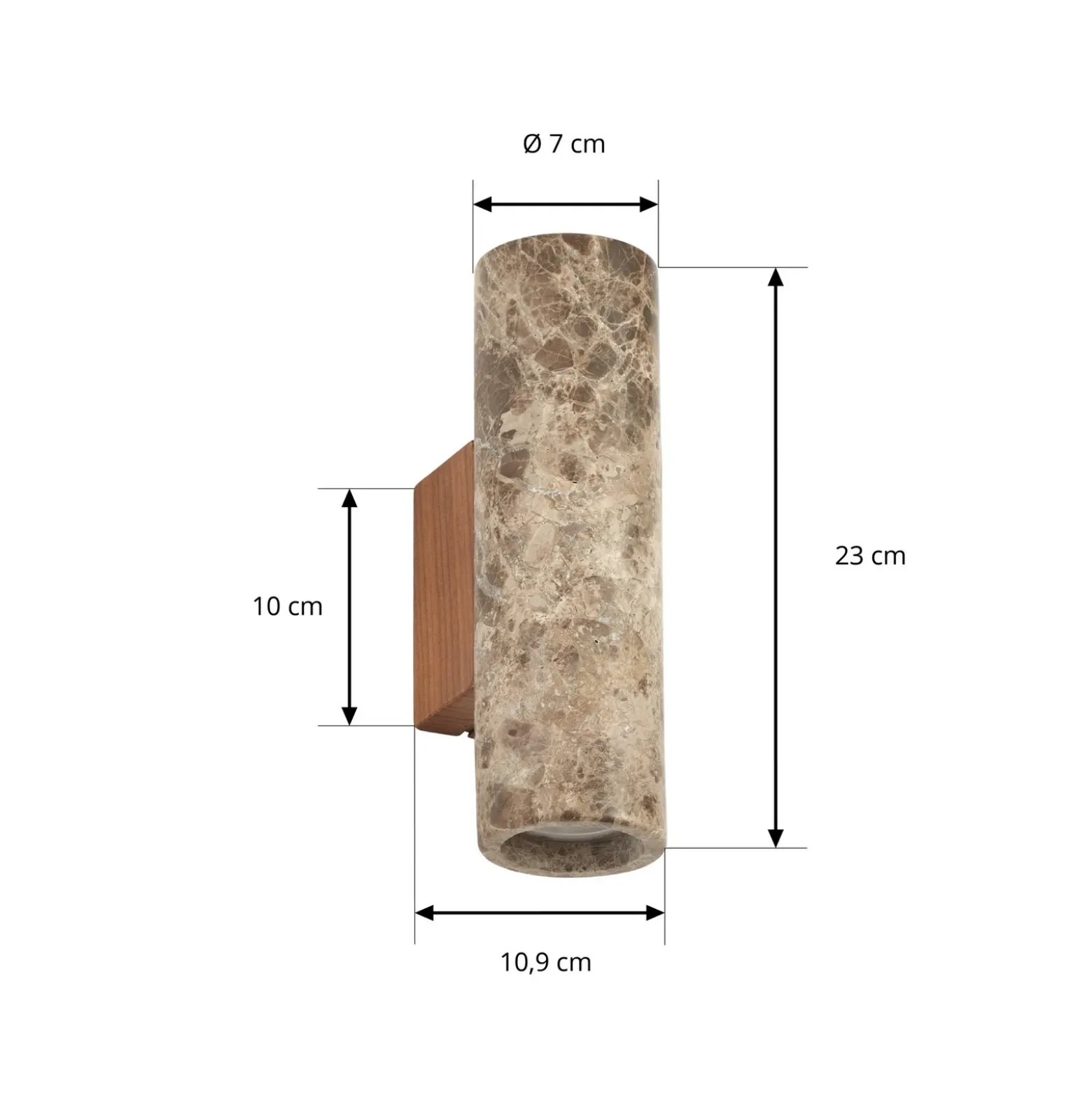 Aplique de pared Lucande Tavira, marrón veteado, luz hacia arriba/abajo, GU10