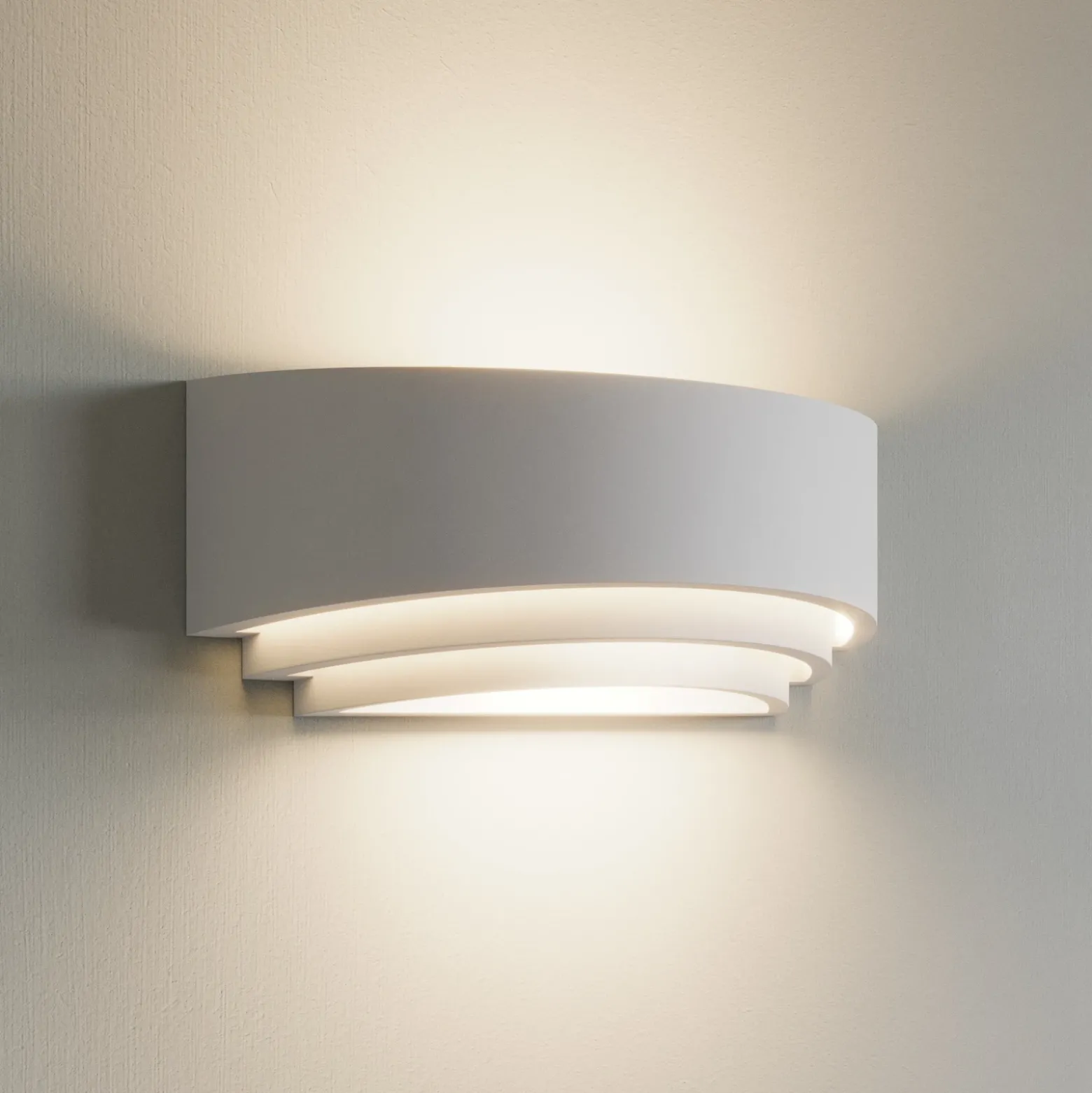 Aplique de pared Lucien de Lindby, blanco, yeso, se puede pintar, arriba/abajo,