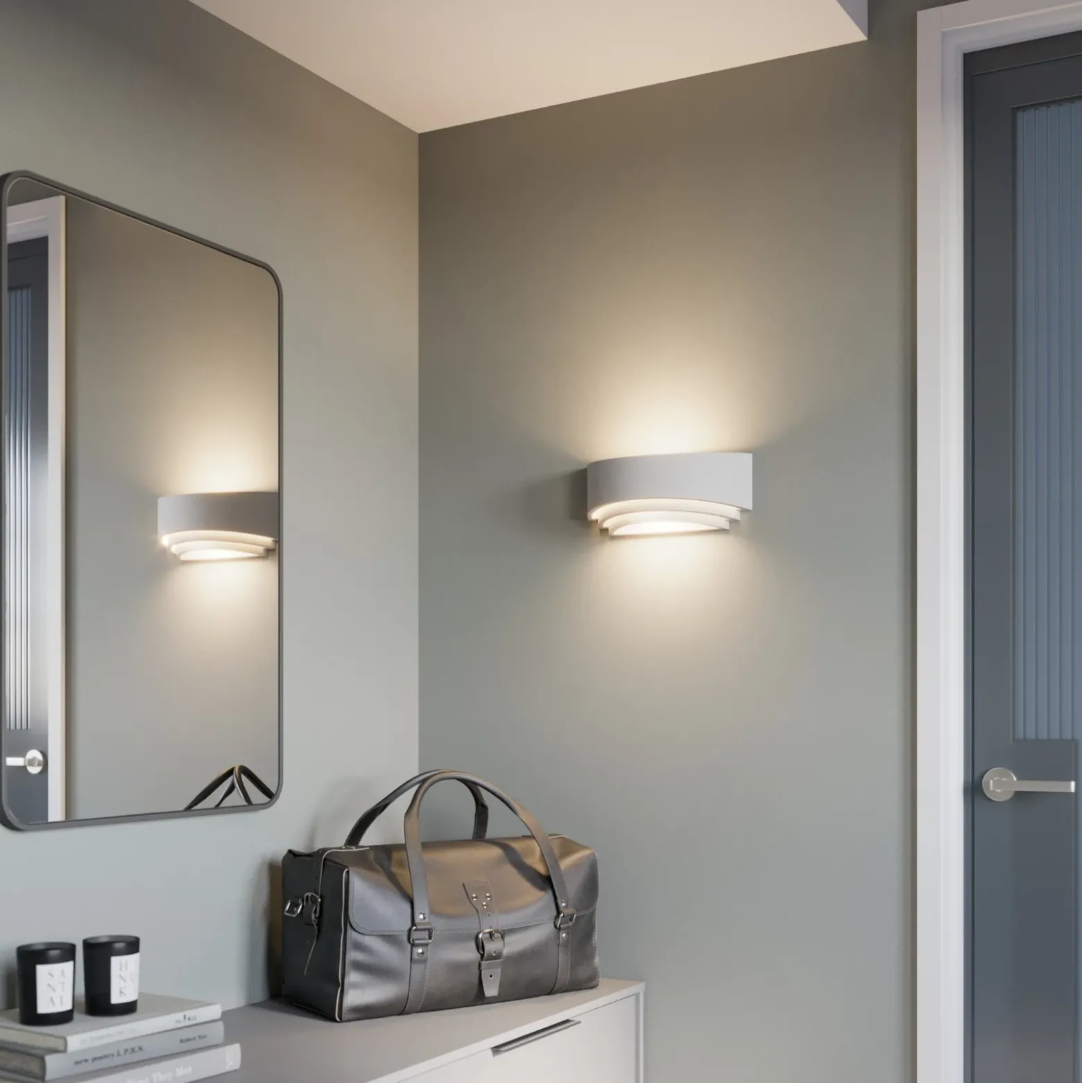 Aplique de pared Lucien de Lindby, blanco, yeso, se puede pintar, arriba/abajo,