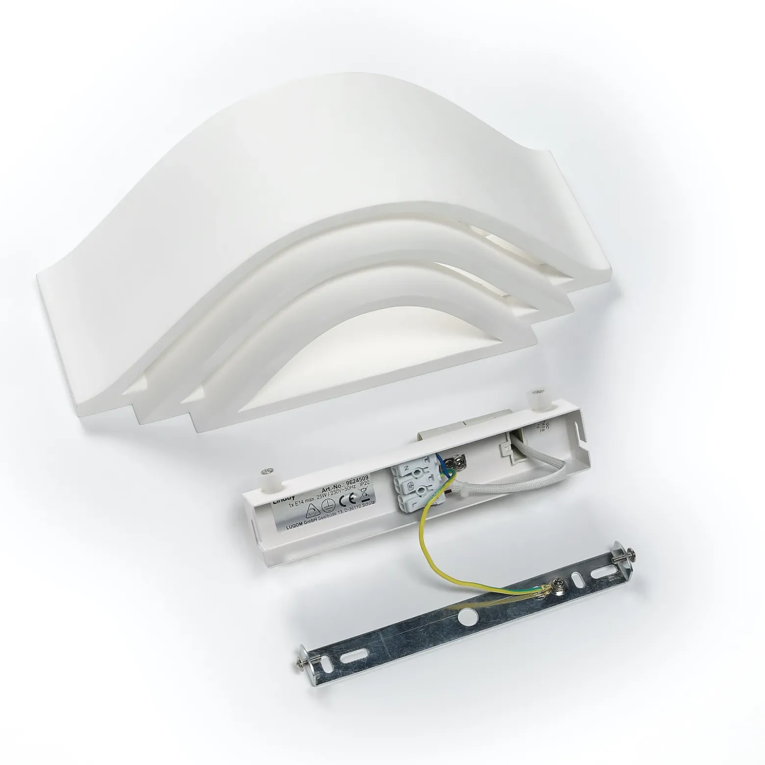 Aplique de pared Lucien de Lindby, blanco, yeso, se puede pintar, arriba/abajo,