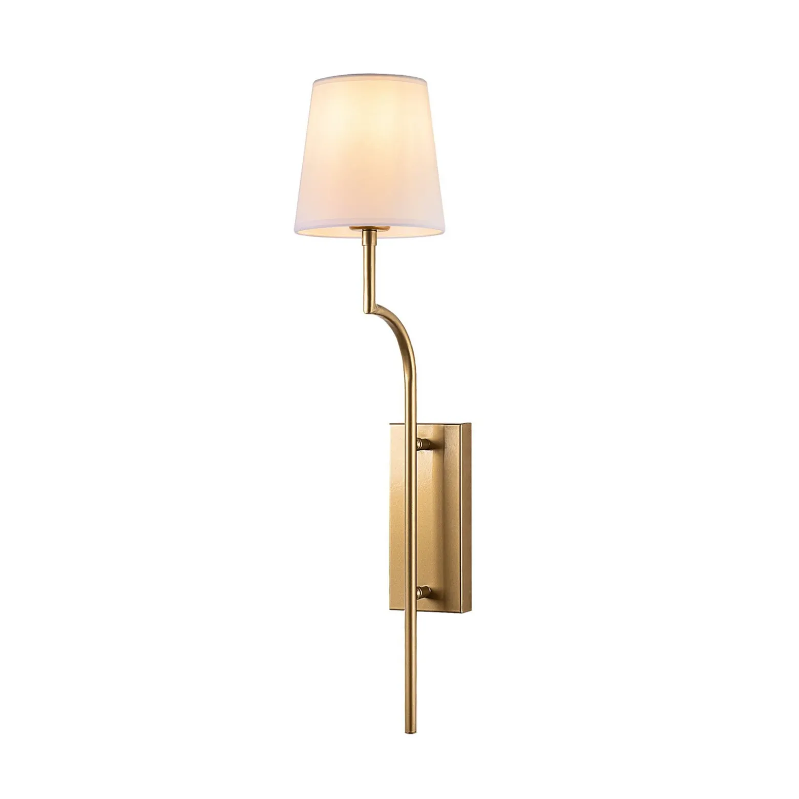 Aplique de pared Lumora, blanco/dorado, altura 72 cm, tejido/metal, E27