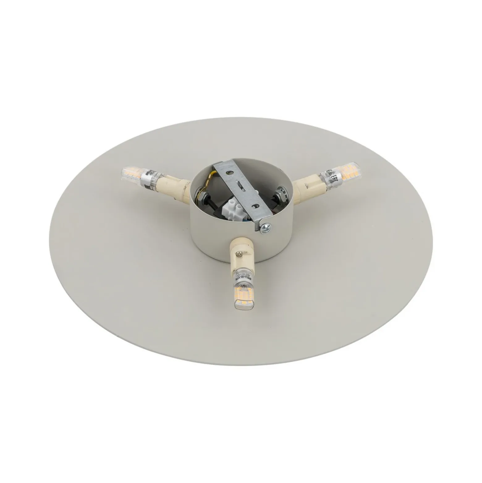 Aplique de pared Luna, beige, luz indirecta, Ø 30 cm, acero