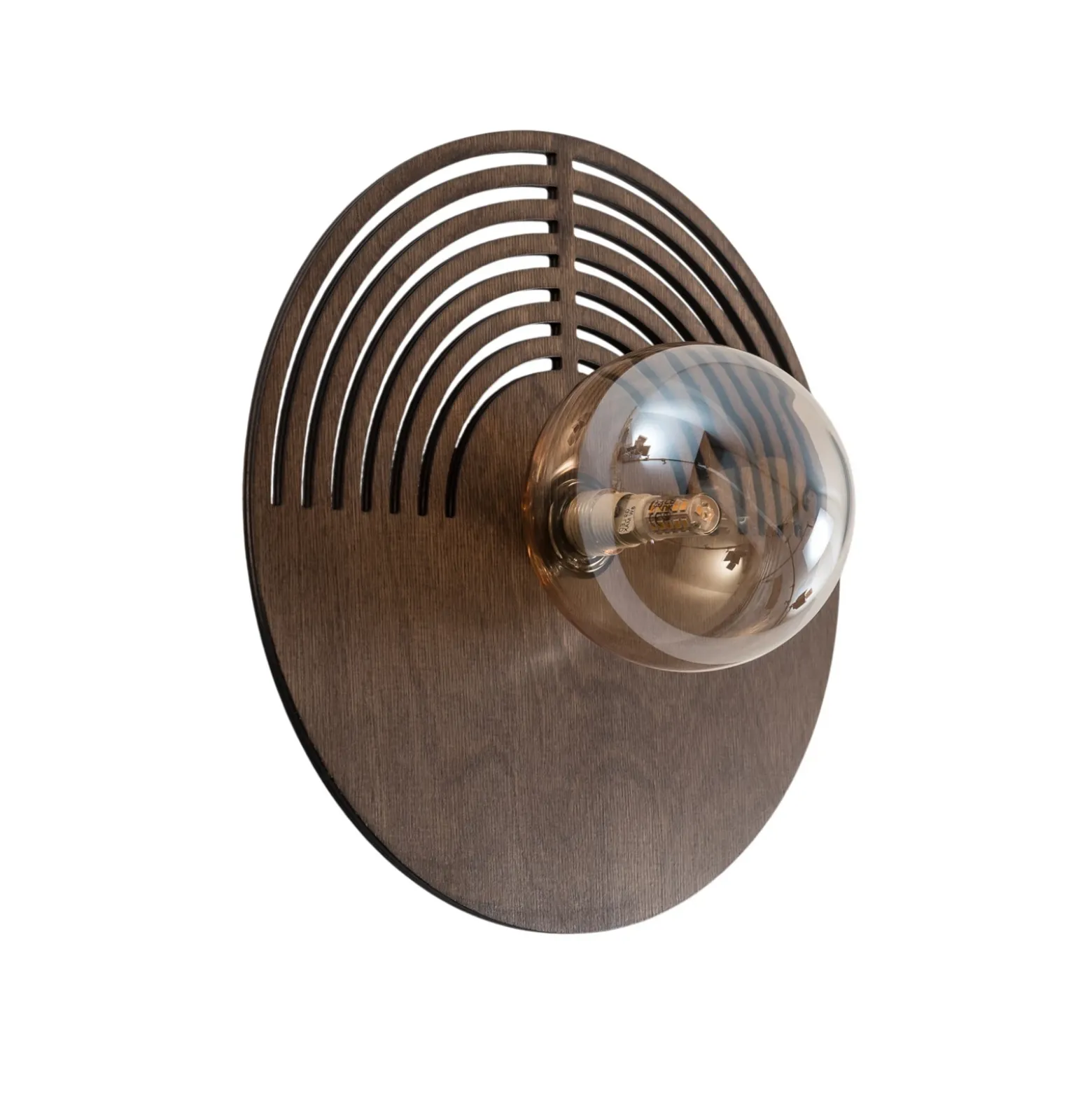 Aplique de pared Lunar, blanco/color madera, Ø 30 cm, G9