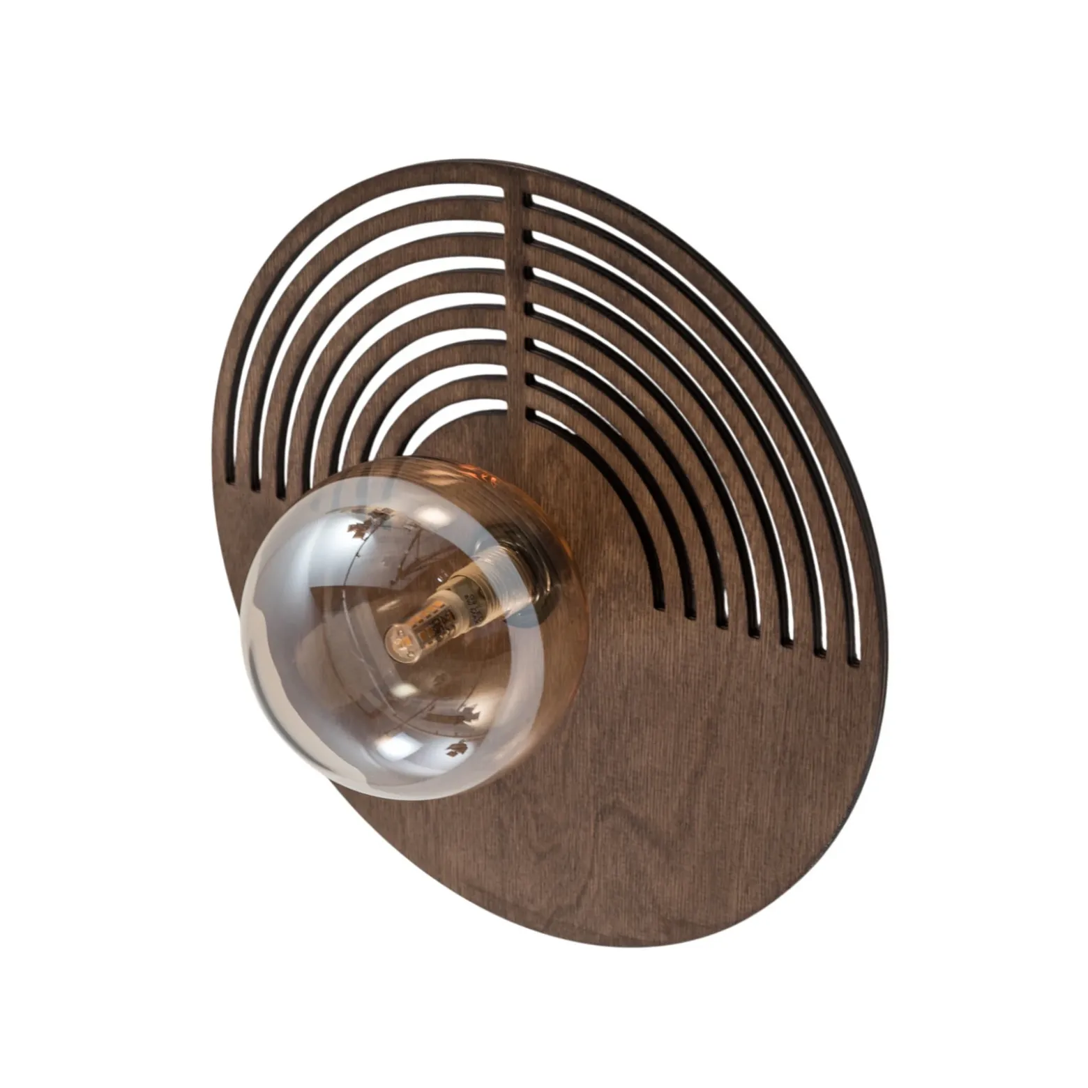 Aplique de pared Lunar, blanco/color madera, Ø 30 cm, G9