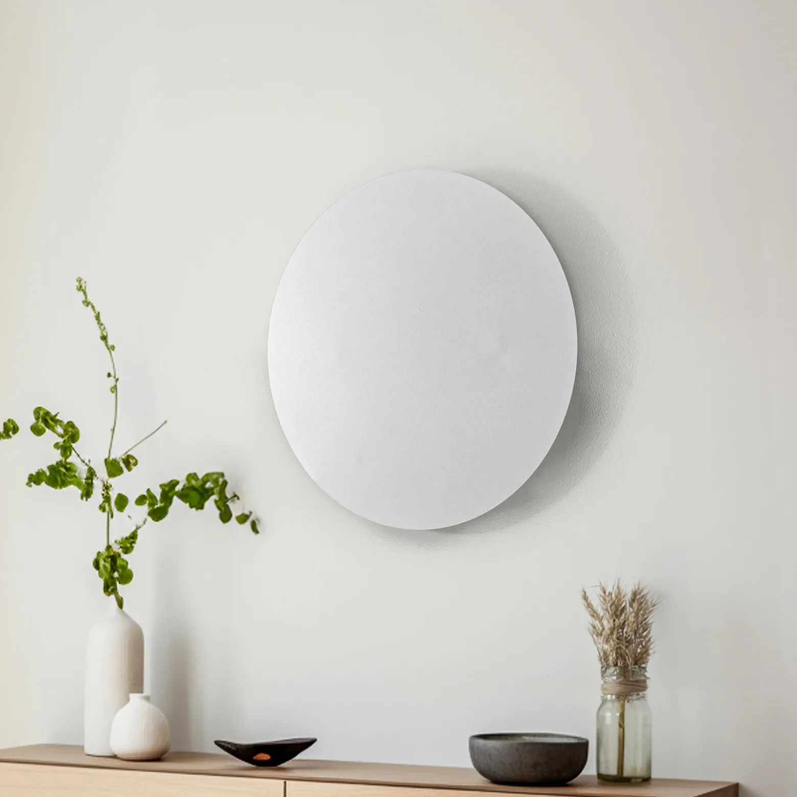 Aplique de pared Lunia New, blanco, Ø 40 cm