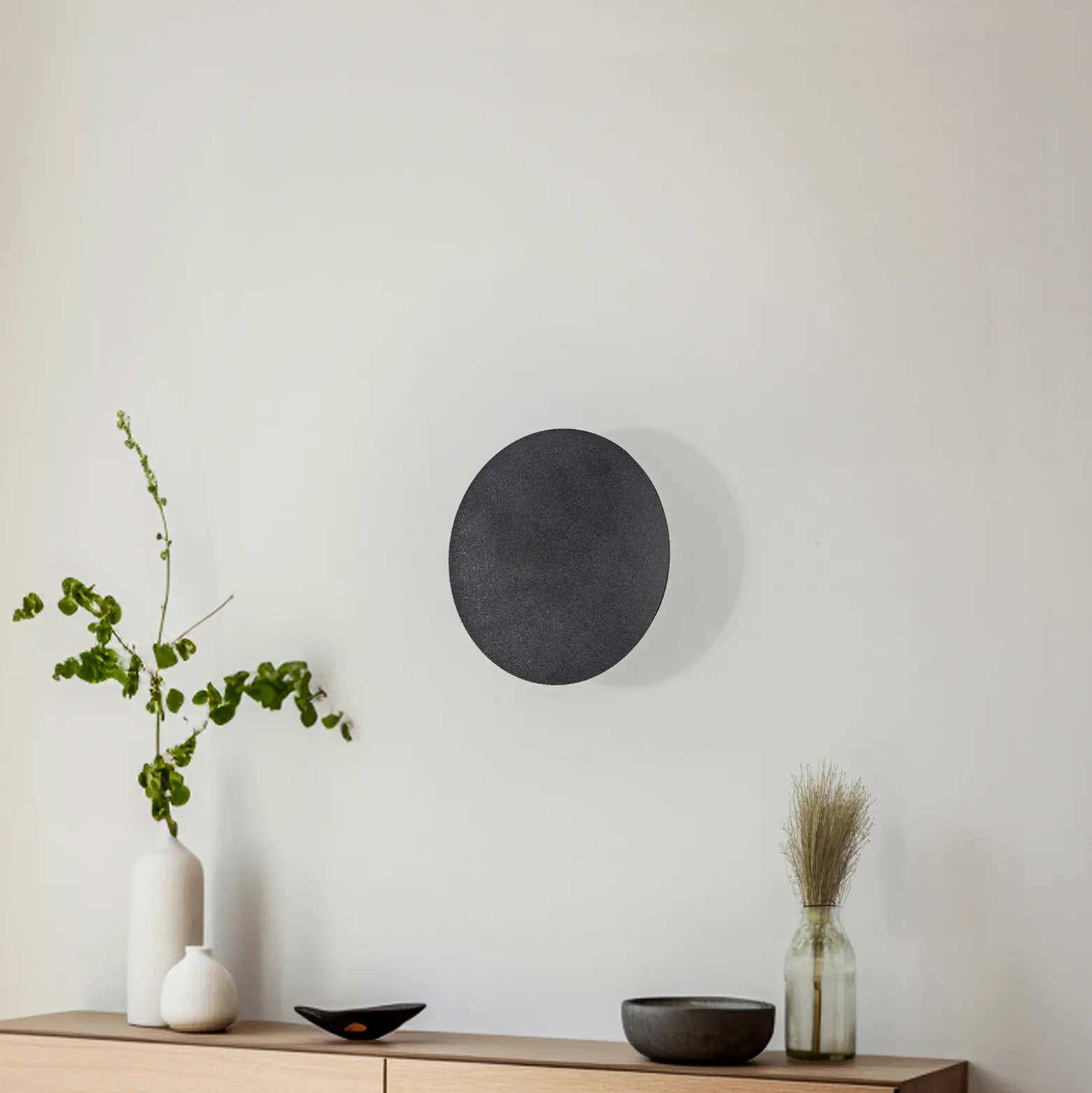 Aplique de pared Lunia New, negro, Ø 20 cm