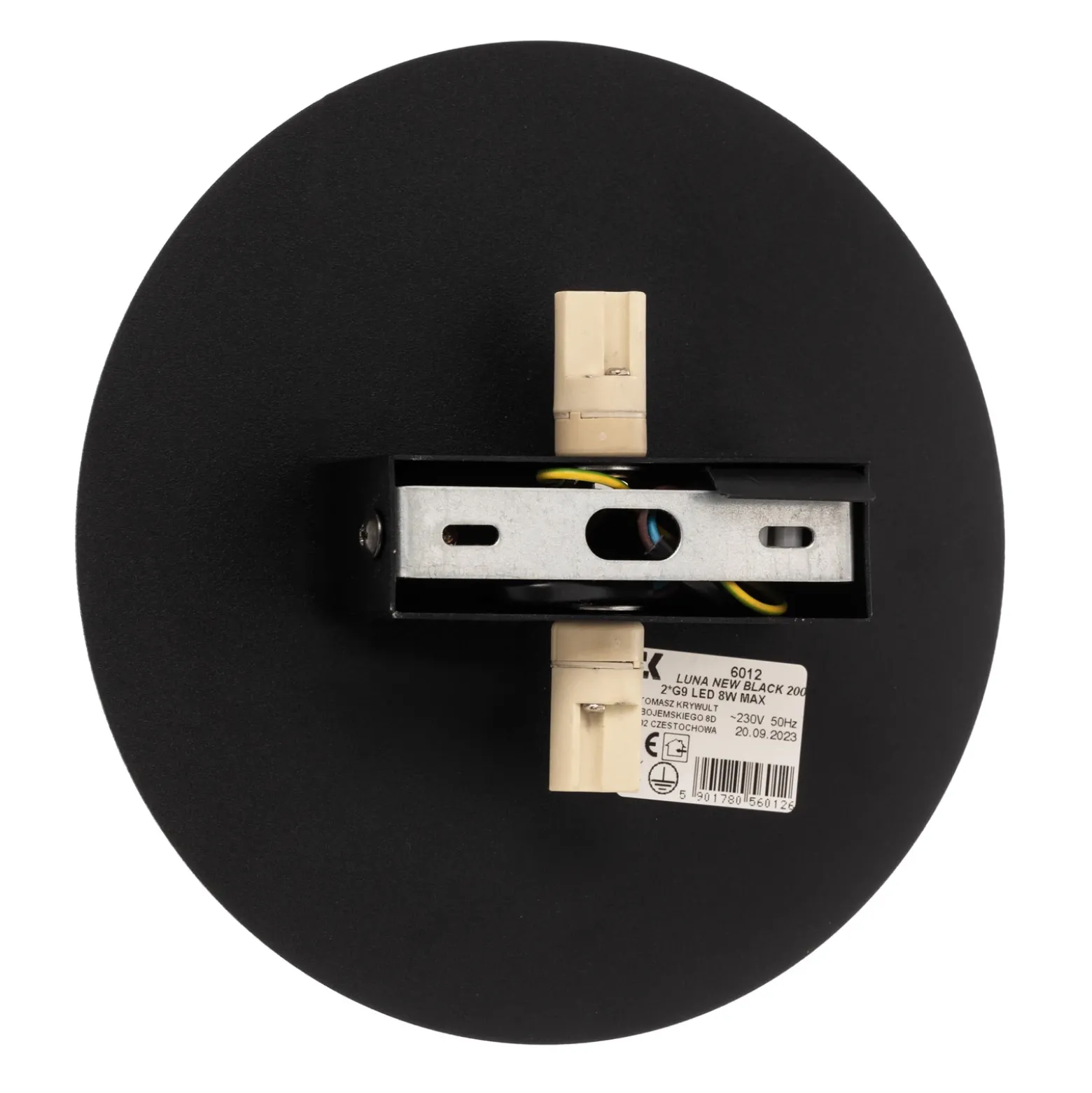Aplique de pared Lunia New, negro, Ø 20 cm