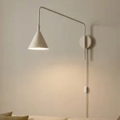 Aplique de pared LYS, beige, Ø 14 cm, metal, enchufe, E14