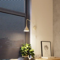 Aplique de pared LYS, beige, Ø 14 cm, metal, enchufe, E14