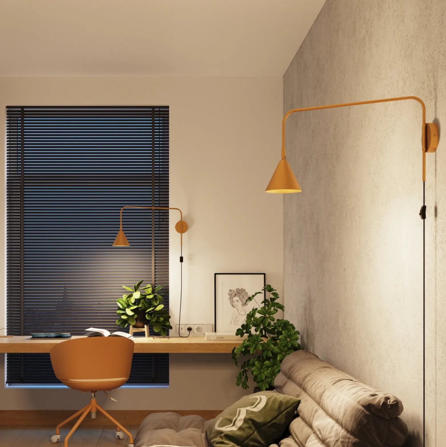 Aplique de pared LYS, dorado, Ø 14 cm, metal, enchufe, E14