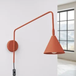 Aplique de pared LYS, ocre, Ø 14 cm, metal, enchufe, E14