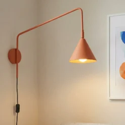 Aplique de pared LYS, ocre, Ø 14 cm, metal, enchufe, E14