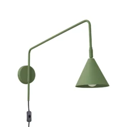 Aplique de pared LYS, verde oliva, Ø 14 cm, metal, enchufe, E14