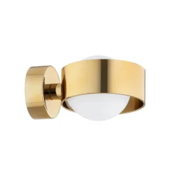 Aplique de pared Mado, acero color latón, cristal opalino, 1 luz