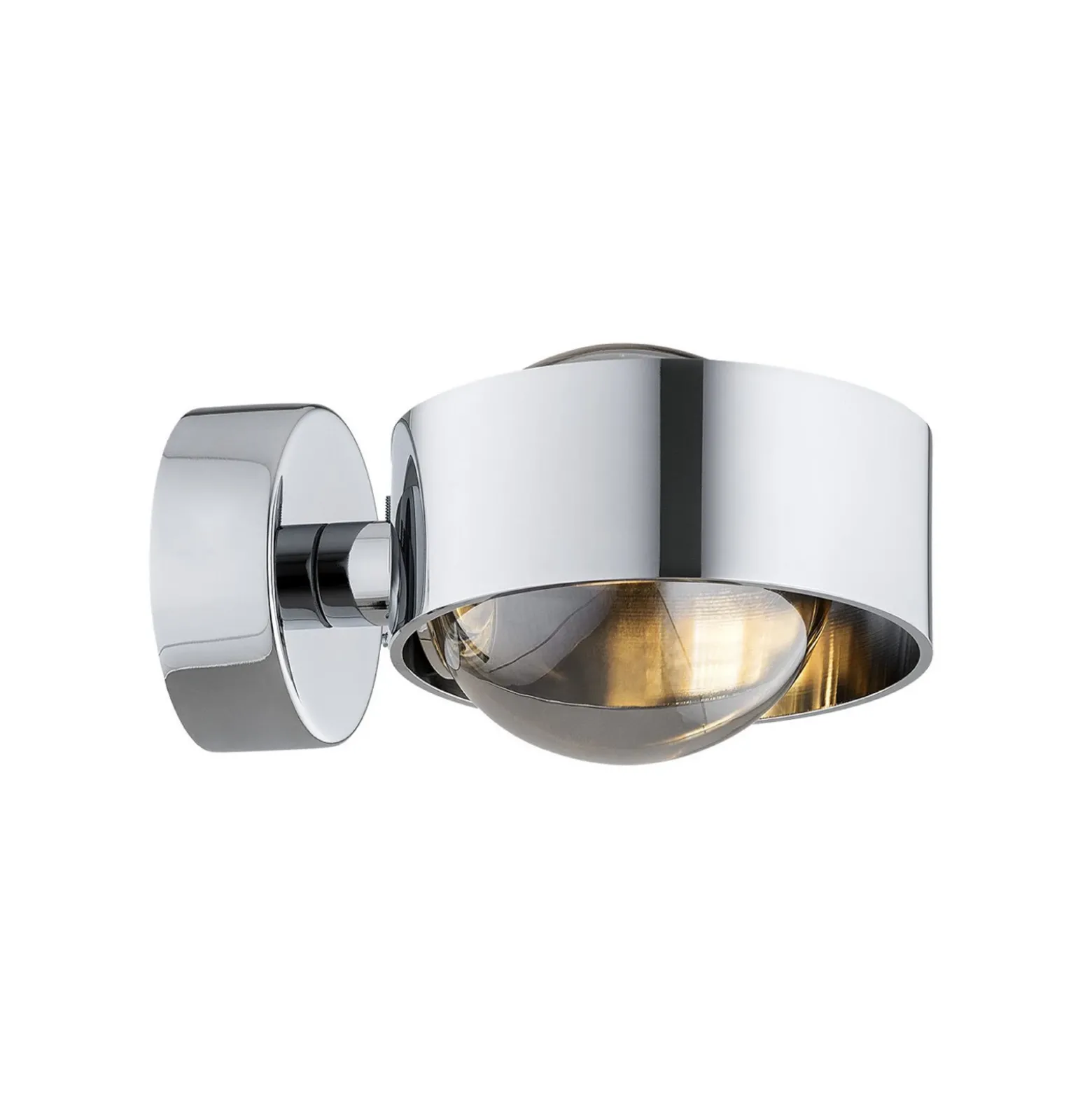 Aplique de pared Mado, acero cromado, cristal ahumado, 1 luz