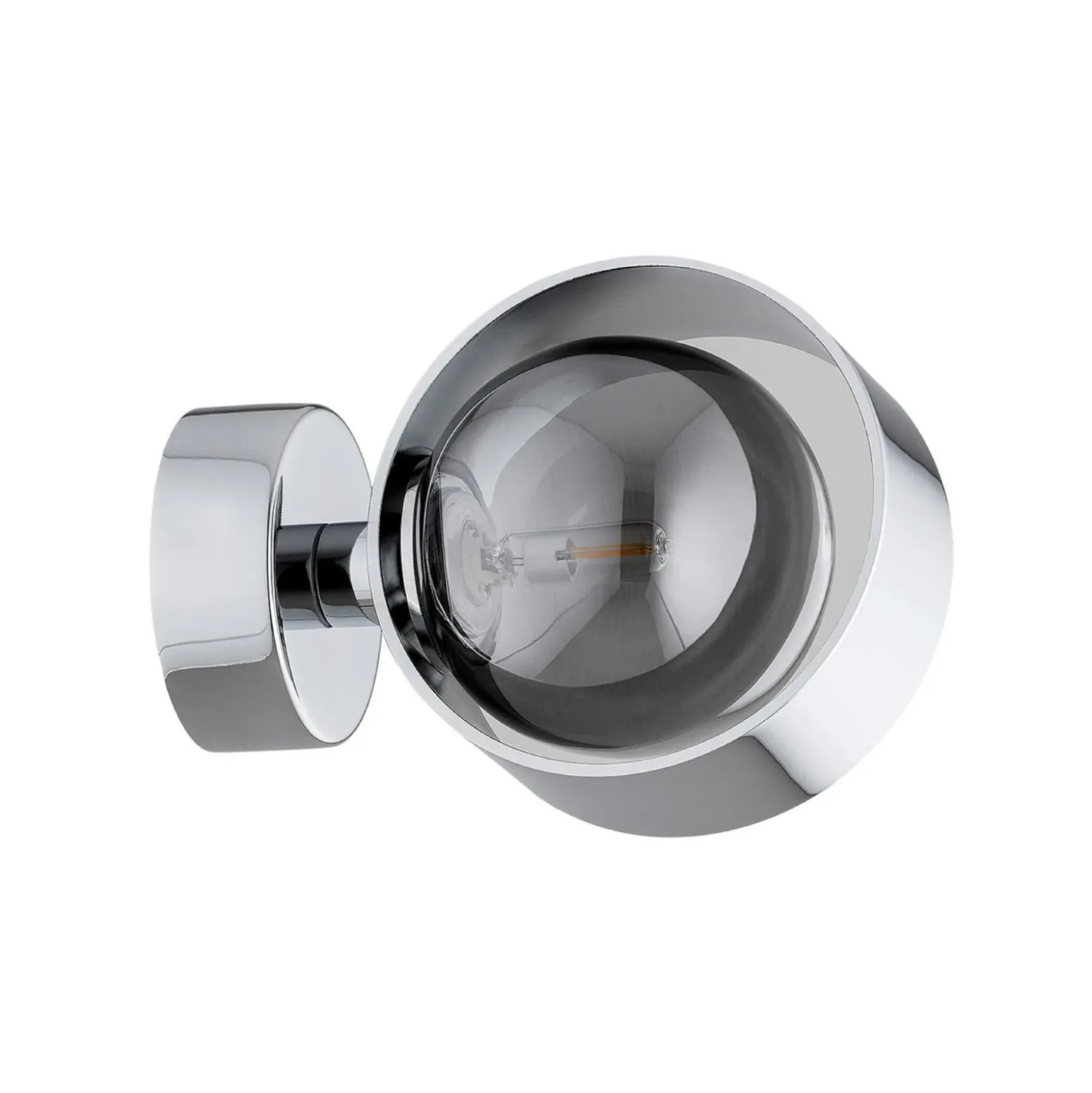 Aplique de pared Mado, acero cromado, cristal ahumado, 1 luz