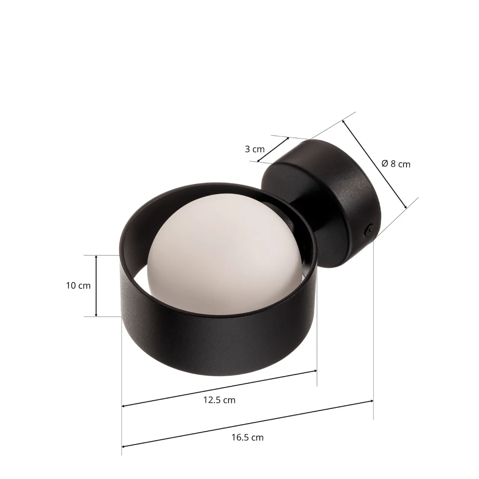 Aplique de pared Mado de acero, negro, 1 luz
