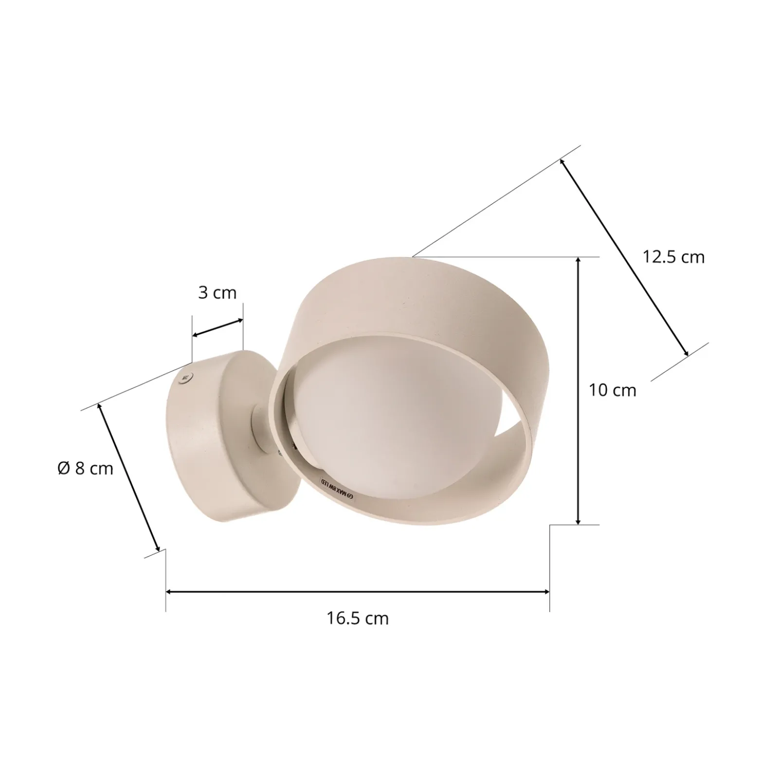 Aplique de pared Mado de acero, blanco, 1 luz