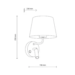 Aplique de pared Maja, arena, textil, brazo de lectura, altura 25 cm